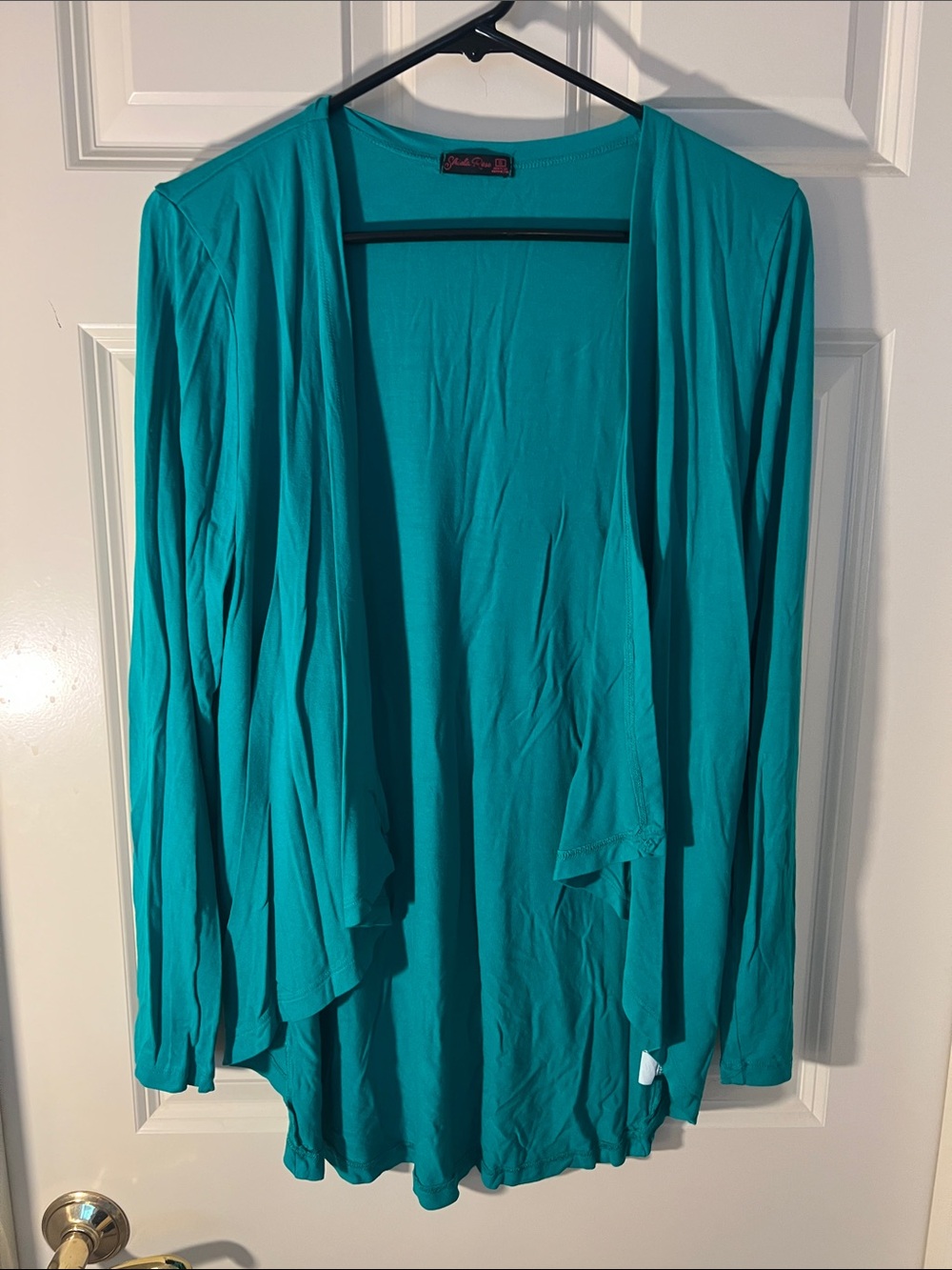 Open-Front Teal Drapey Women’s Cardigan